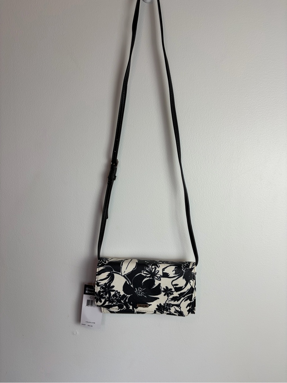 Chaps Black & Cream Floral Crossbody Bag - Women's Shoulder Bag